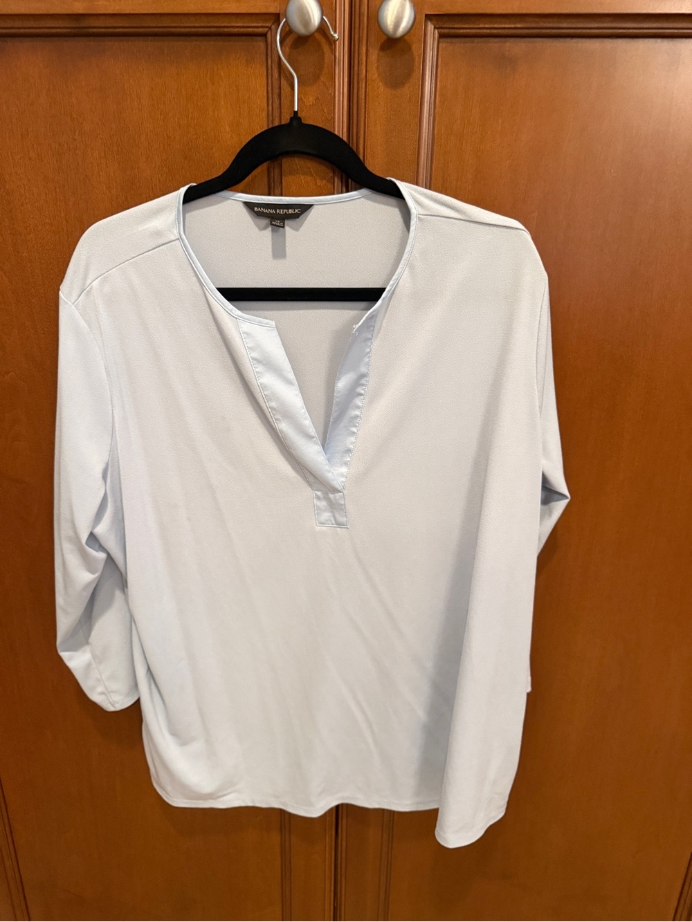 Banana Republic Pale Blue Split-Neck Tunic Top